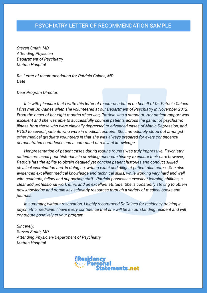 Psychiatry Letter of Sample by ResidencyLoR on DeviantArt