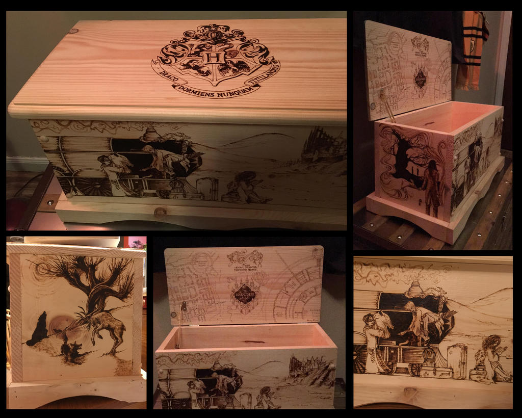 Harry Potter Pyrography Chest by Zicue on DeviantArt