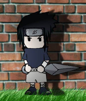 sasuke holding his BIG kunai