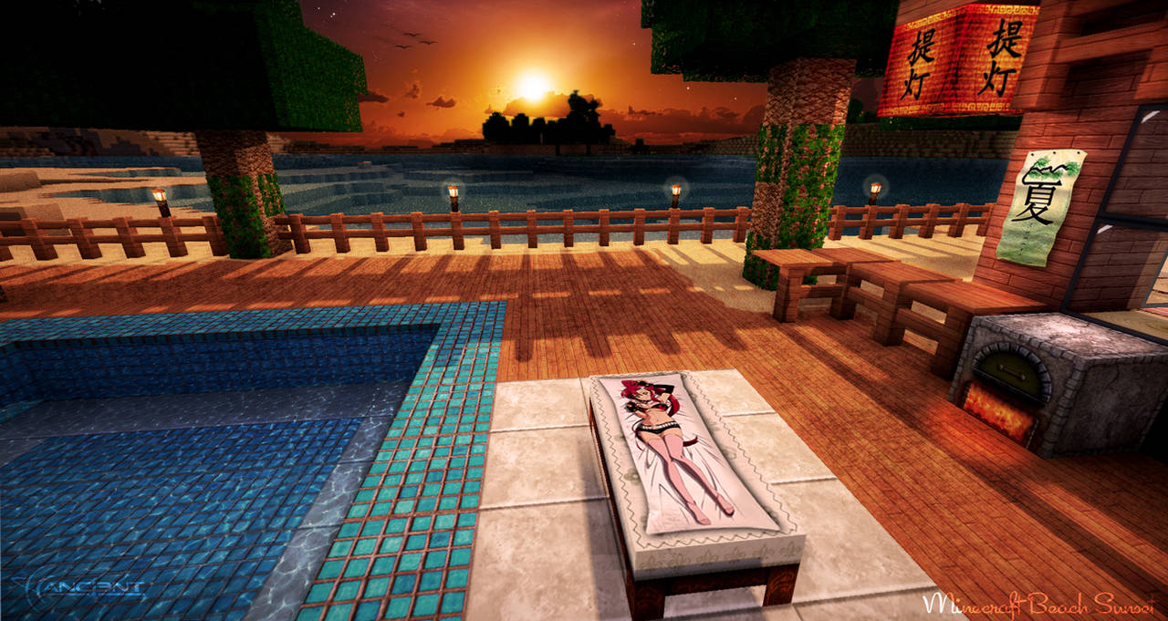 Minecraft Beach Sunset by NickPolyarush