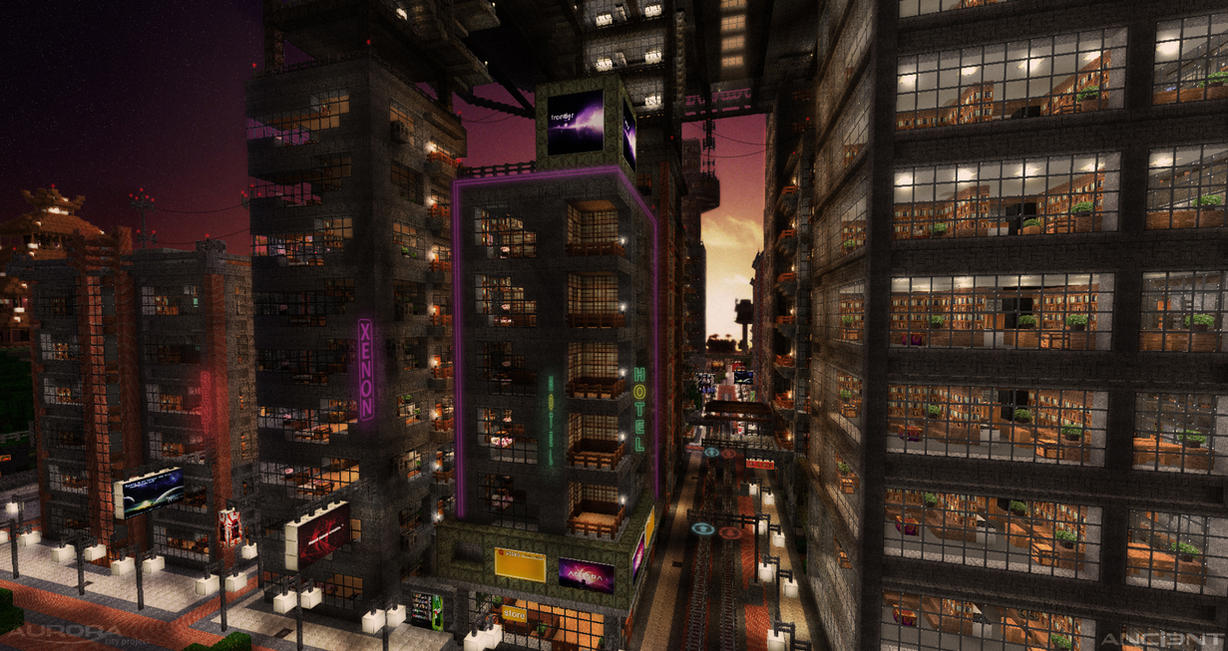 Minecraft cyberpunk lobby фото 60