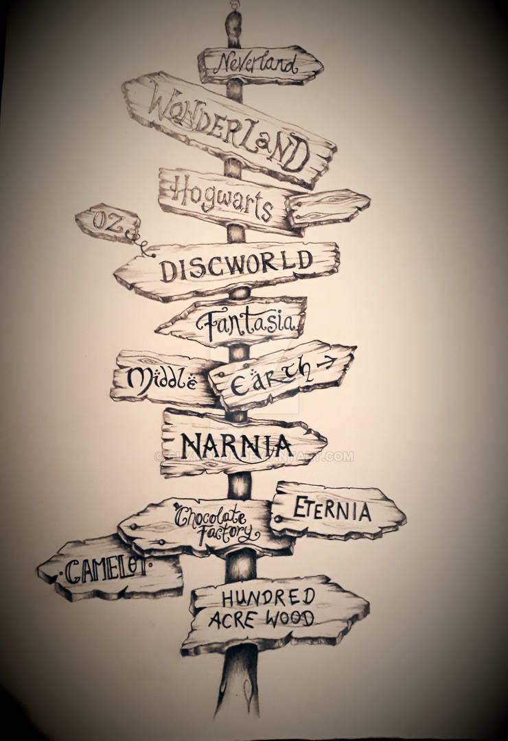 Fantasy Lands Sign Post Drawing by clvmoore on DeviantArt