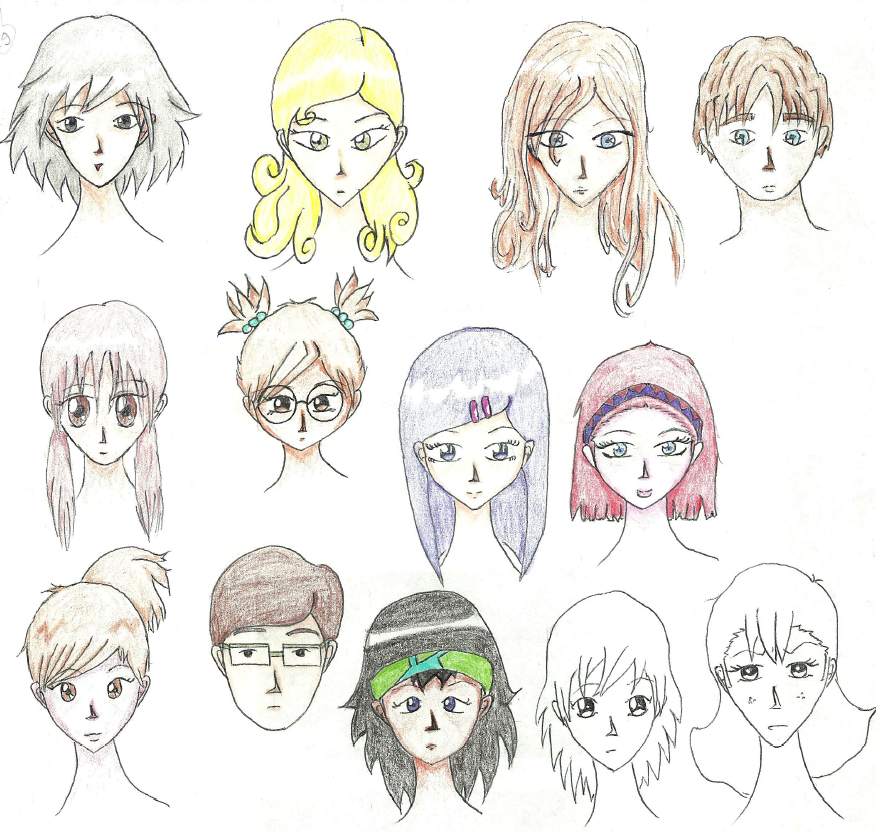 Diffrent faces and hairstyles