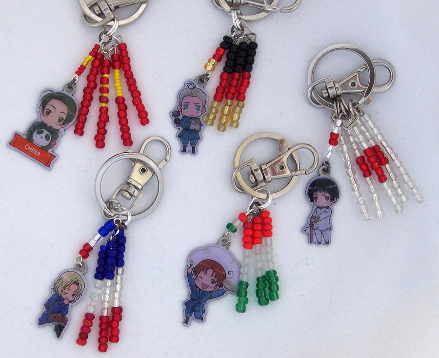 Hetalia Keychains with Flags