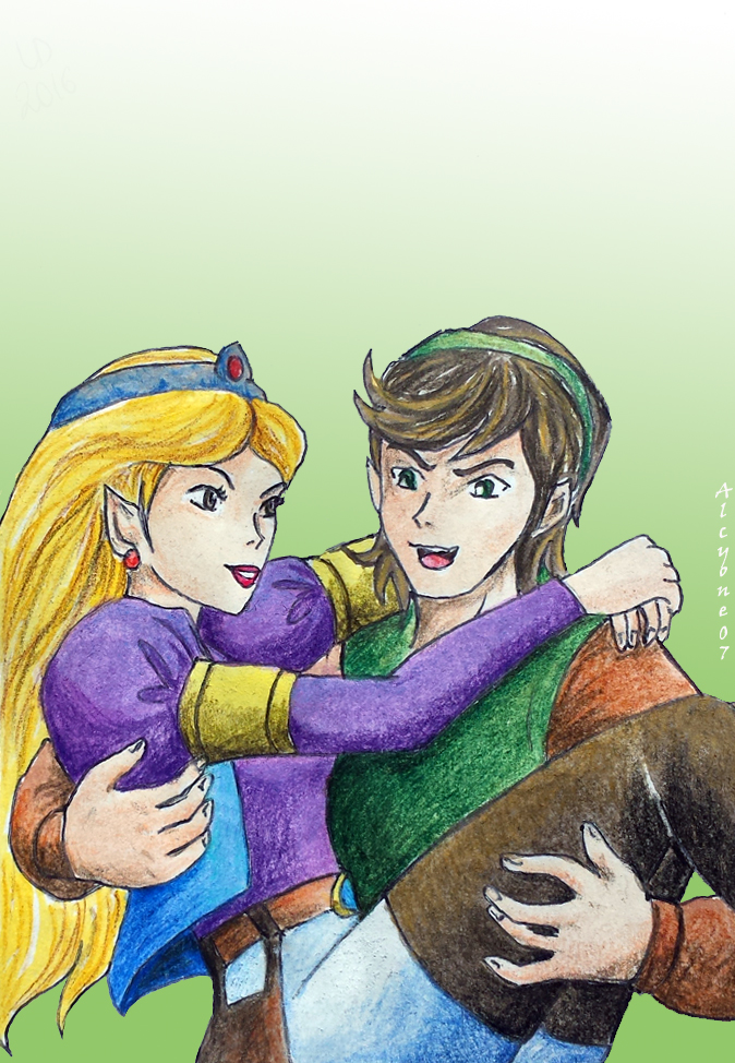 link and princess zelda (the legend of zelda and 1 more) drawn by