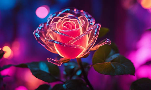 A luminous glass rose