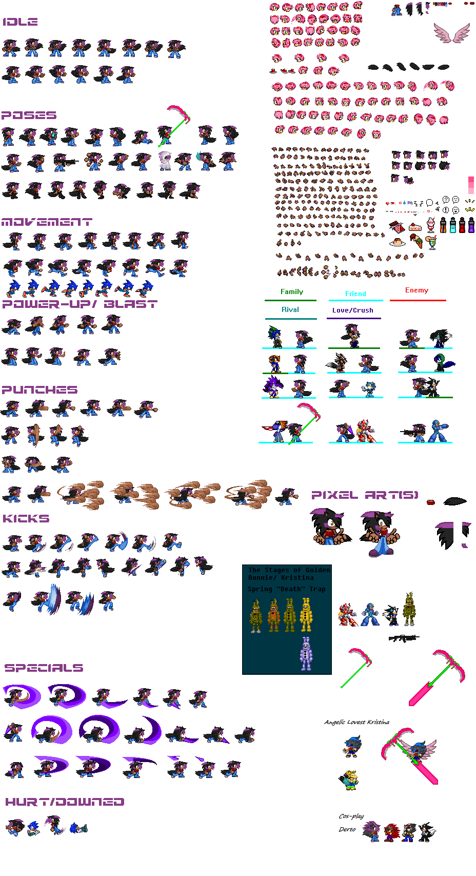 Kristina the hedgewolf sprite sheet Update