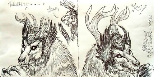 Waiting on antler growth ~ Ball point pen