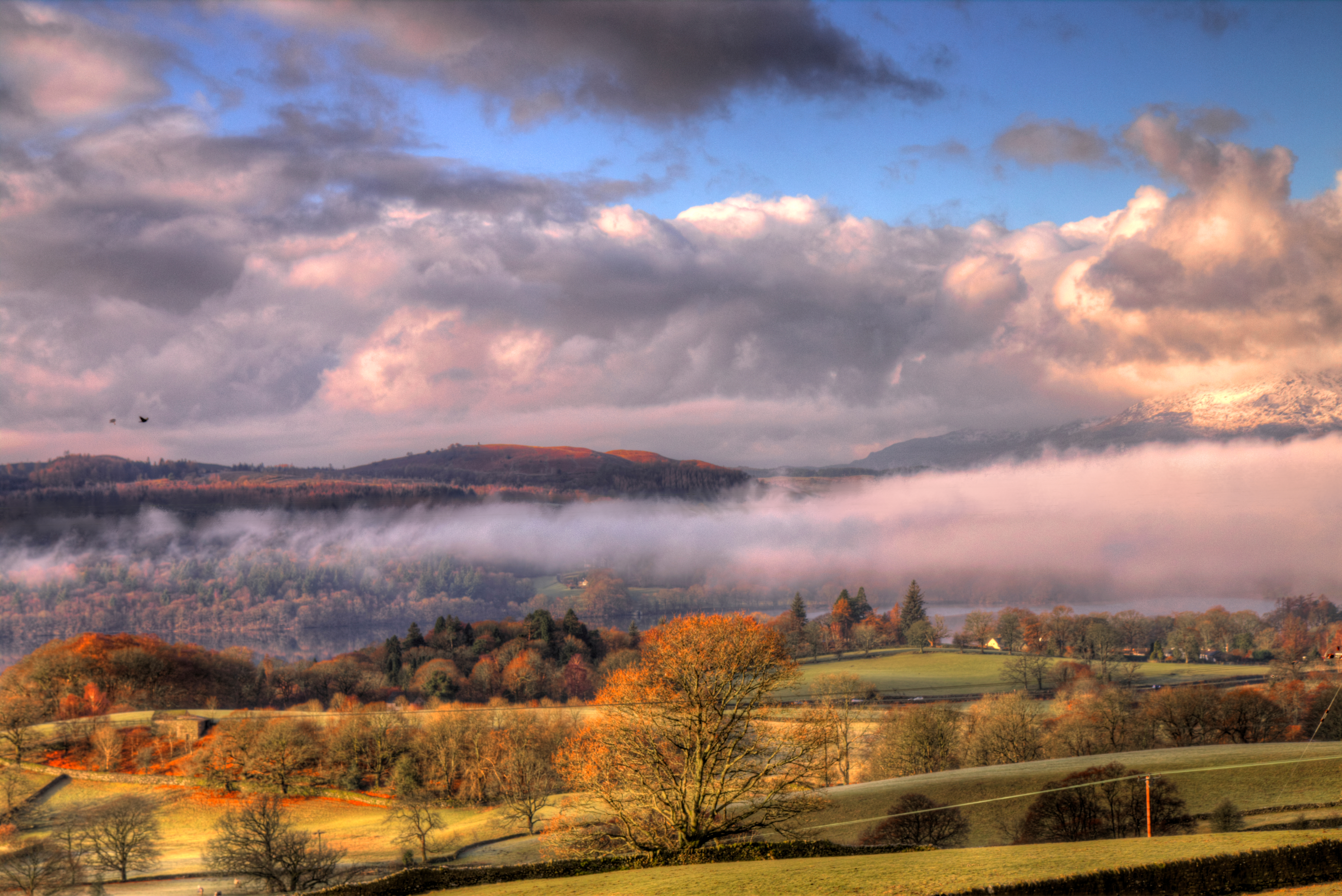 Fog - lake Windermere, Lake district, UK