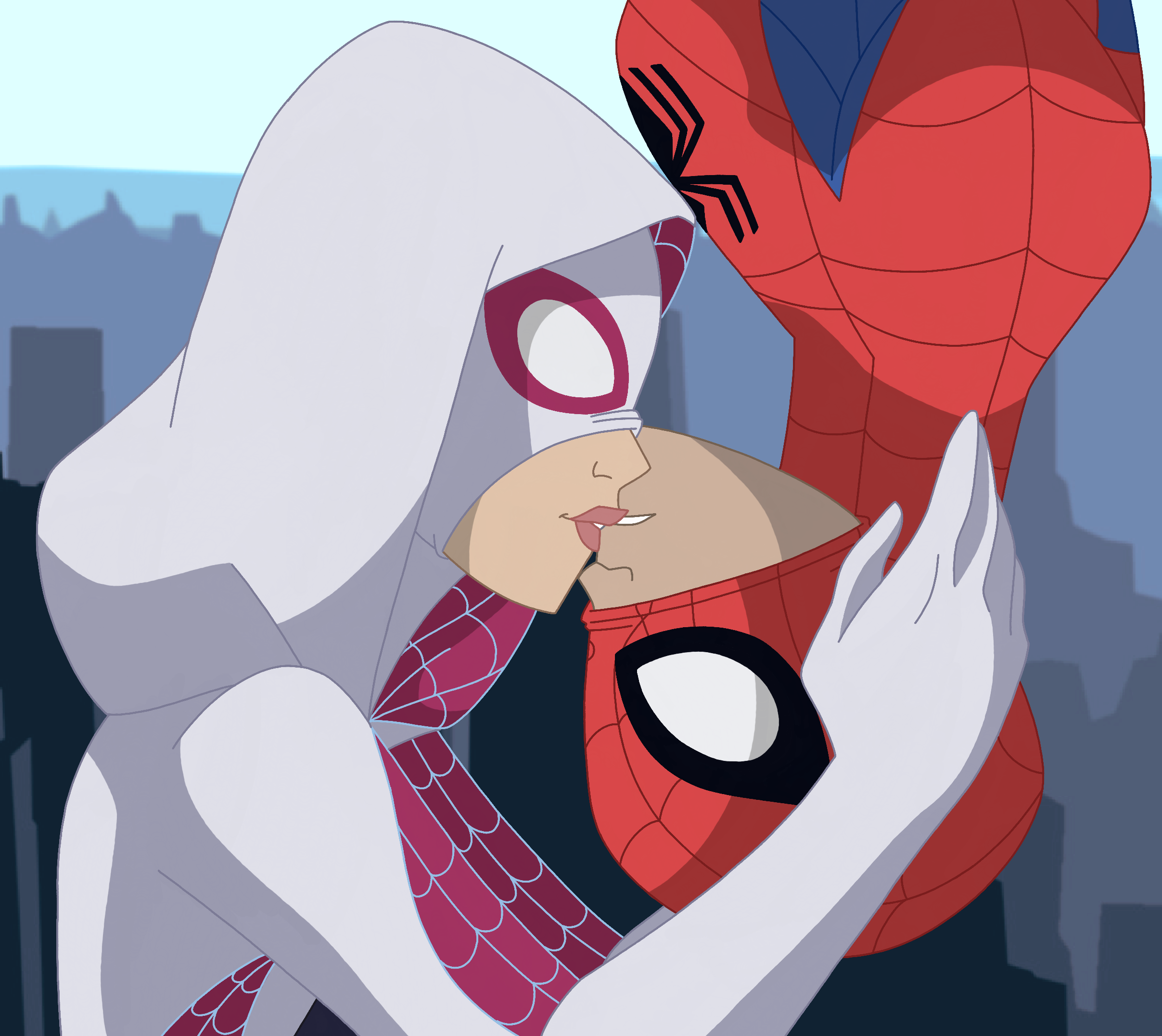 Ghost-spider kiss Spectacular Spiderman by Lunamidnight1998 on DeviantArt