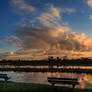 View of the clouds in the river