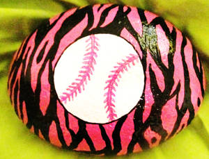 Softball Tiger Striped Rock