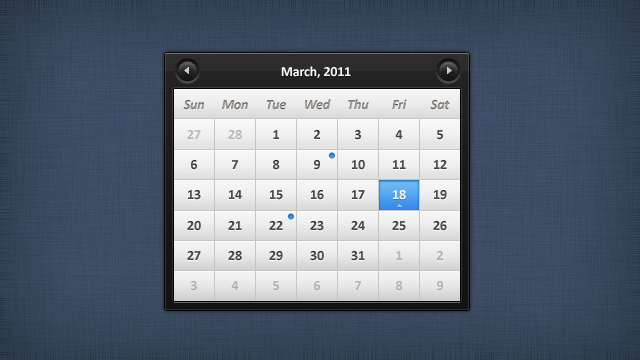 Sleek calendar PSD