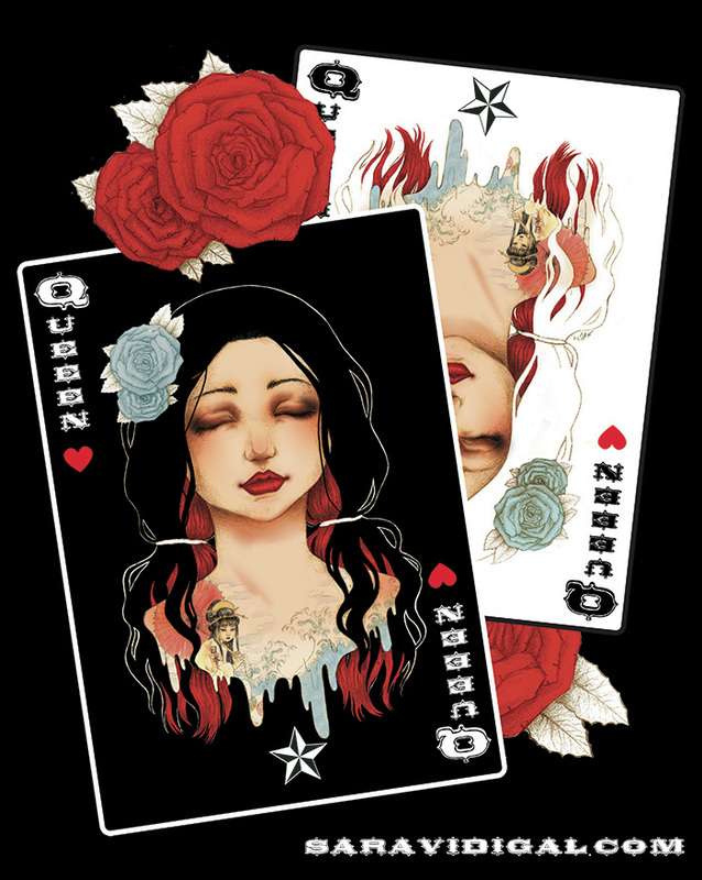 Poker card  Queen pinup