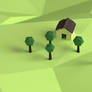 Low-Poly House and Trees