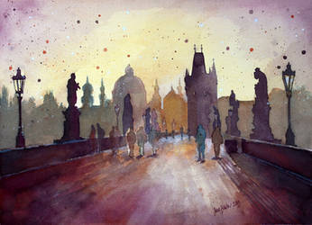 Charles Bridge, Prague, watercolor painting