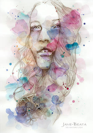 Color me I, watercolor and pencil sketch by jane-beata