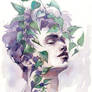 A man with ivy, WATERCOLOR portrait painting
