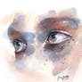 Watercolor eye study, splatters