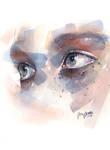 Watercolor eye study, splatters by jane-beata