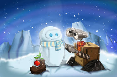 Wall E builds a Snow Man