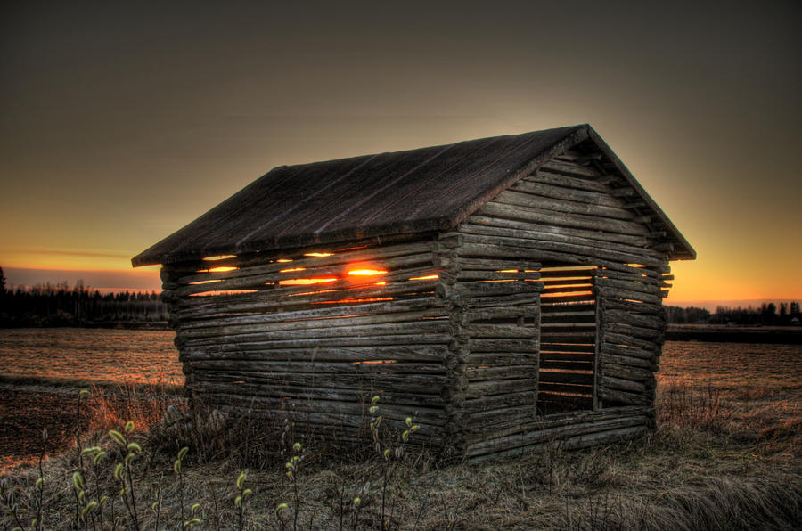 Barn and sunset