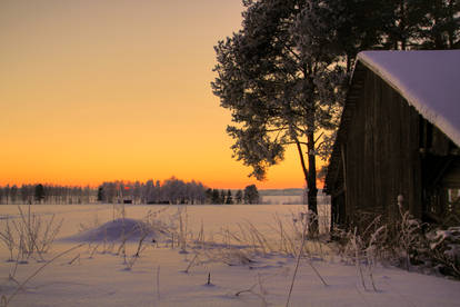 Winterbarn at the lake