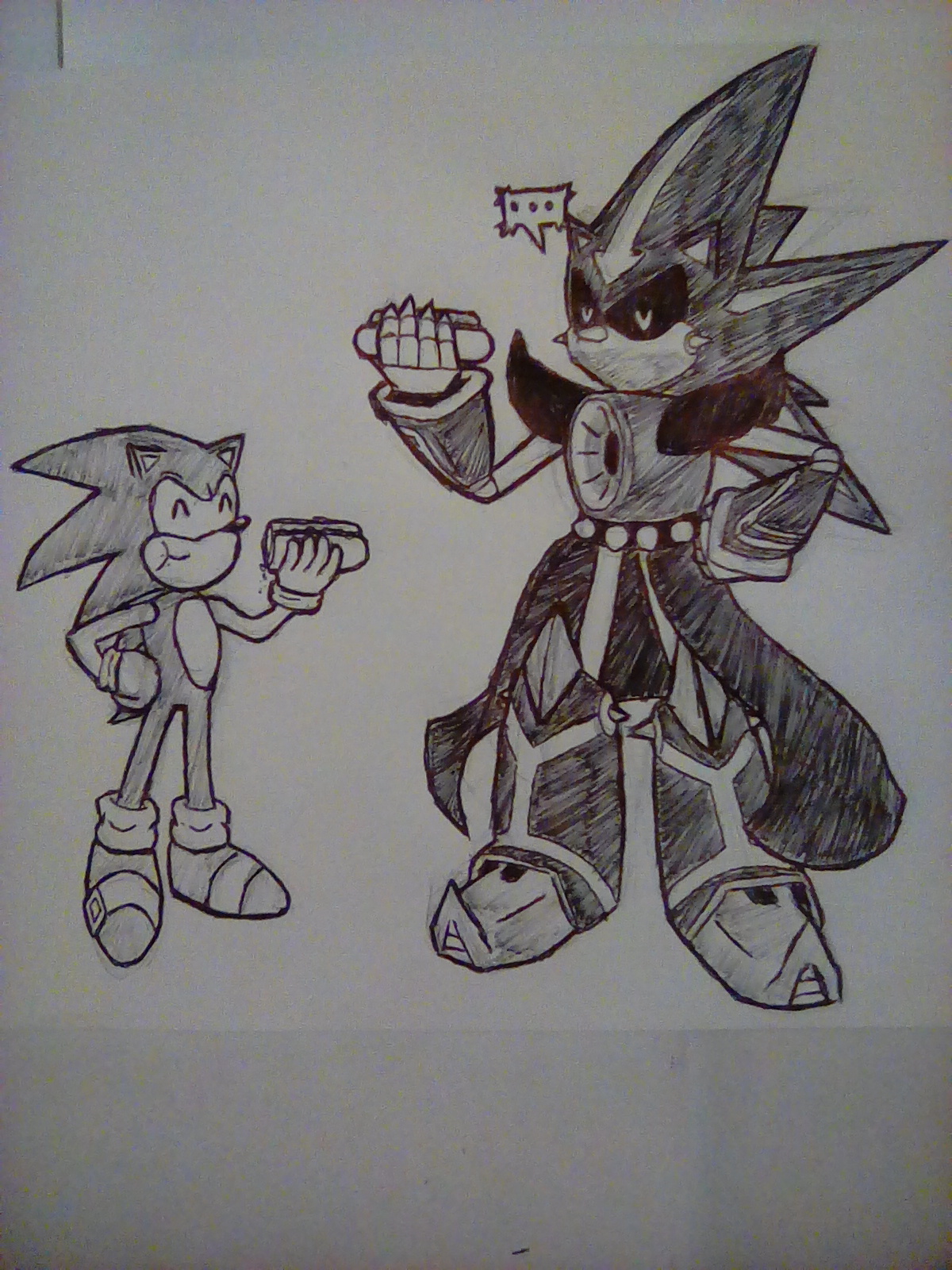 metal sonic, gumball watterson, and neo metal sonic (sonic and 1 more)  drawn by 9474s0ul