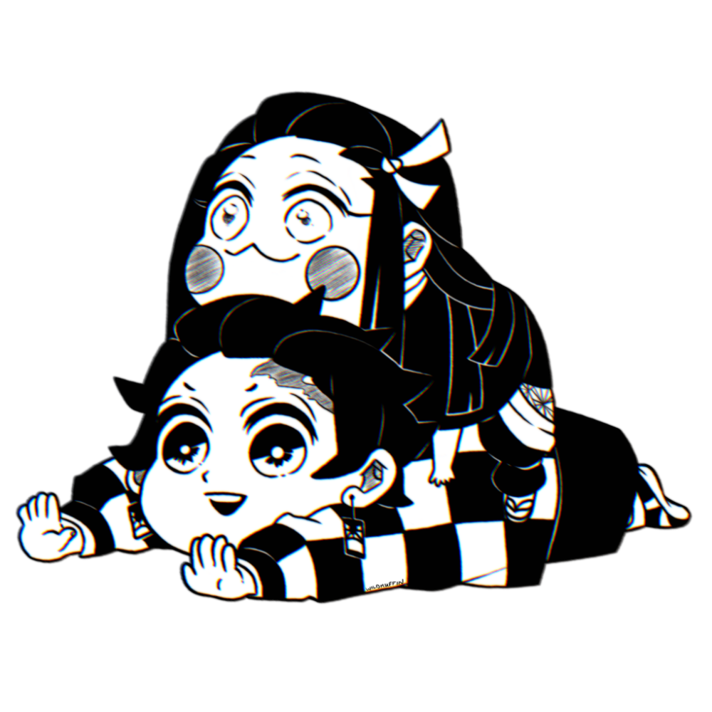 tanjiro and nezuko chibi render by Rivayno on DeviantArt