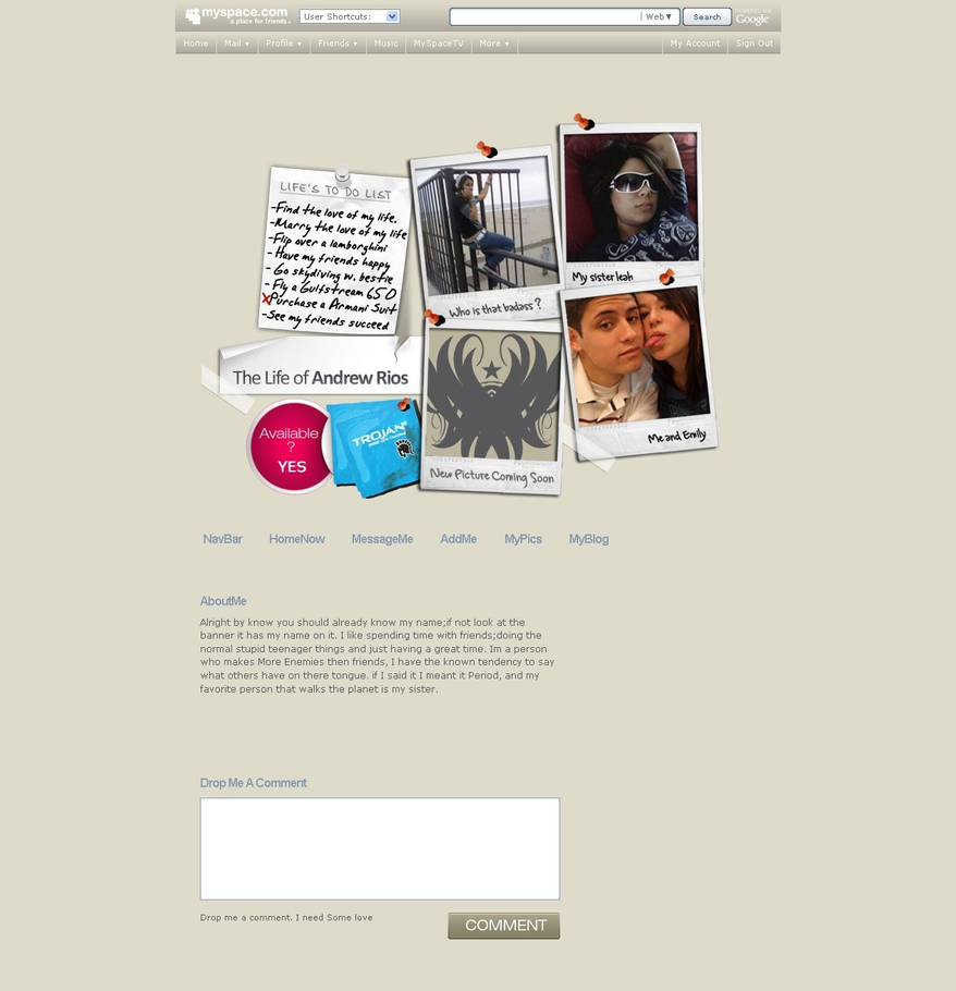 Another Myspace Profile Design by redcell1 on DeviantArt
