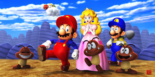 Mario and Goomba and Peach