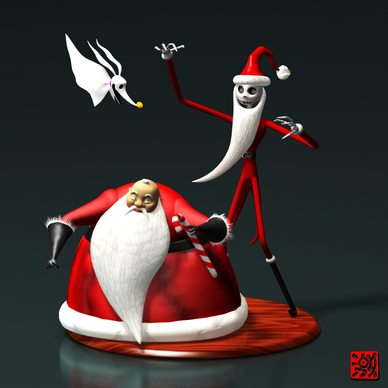 SANTA and JACK SKELLINGTON by GEKIMURA on DeviantArt