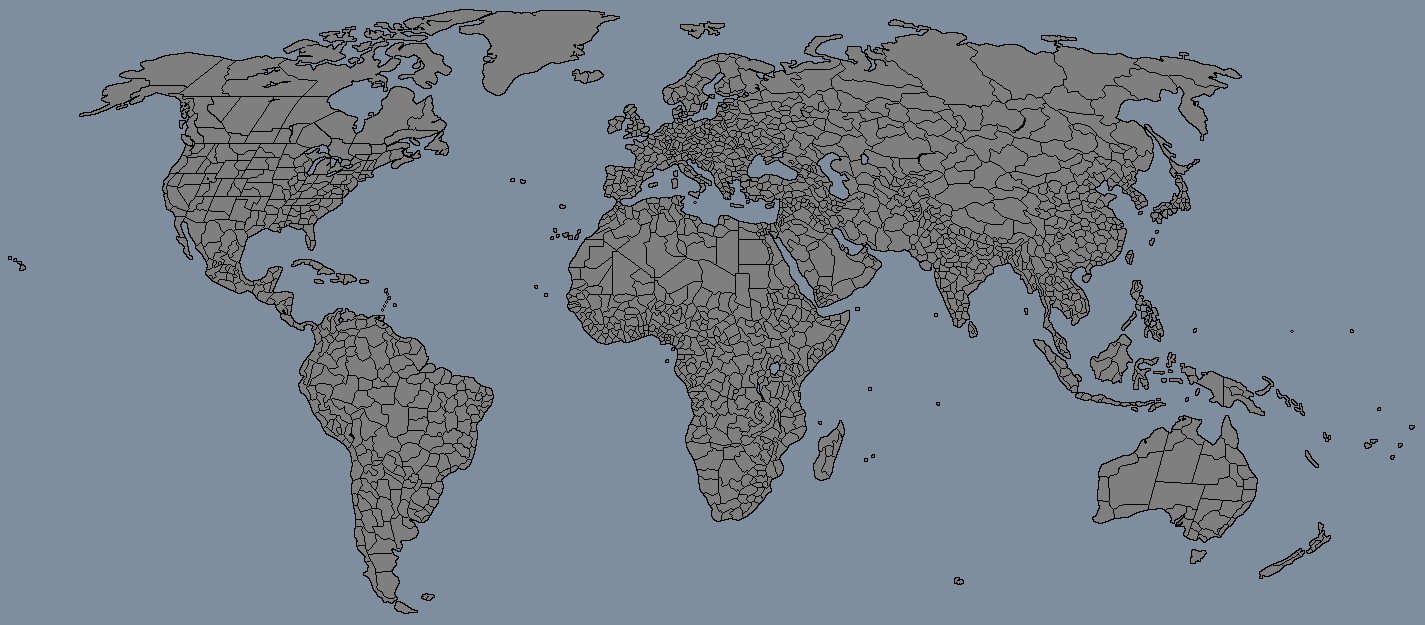 Continents map without labels