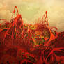 Fractal landscape with red branches