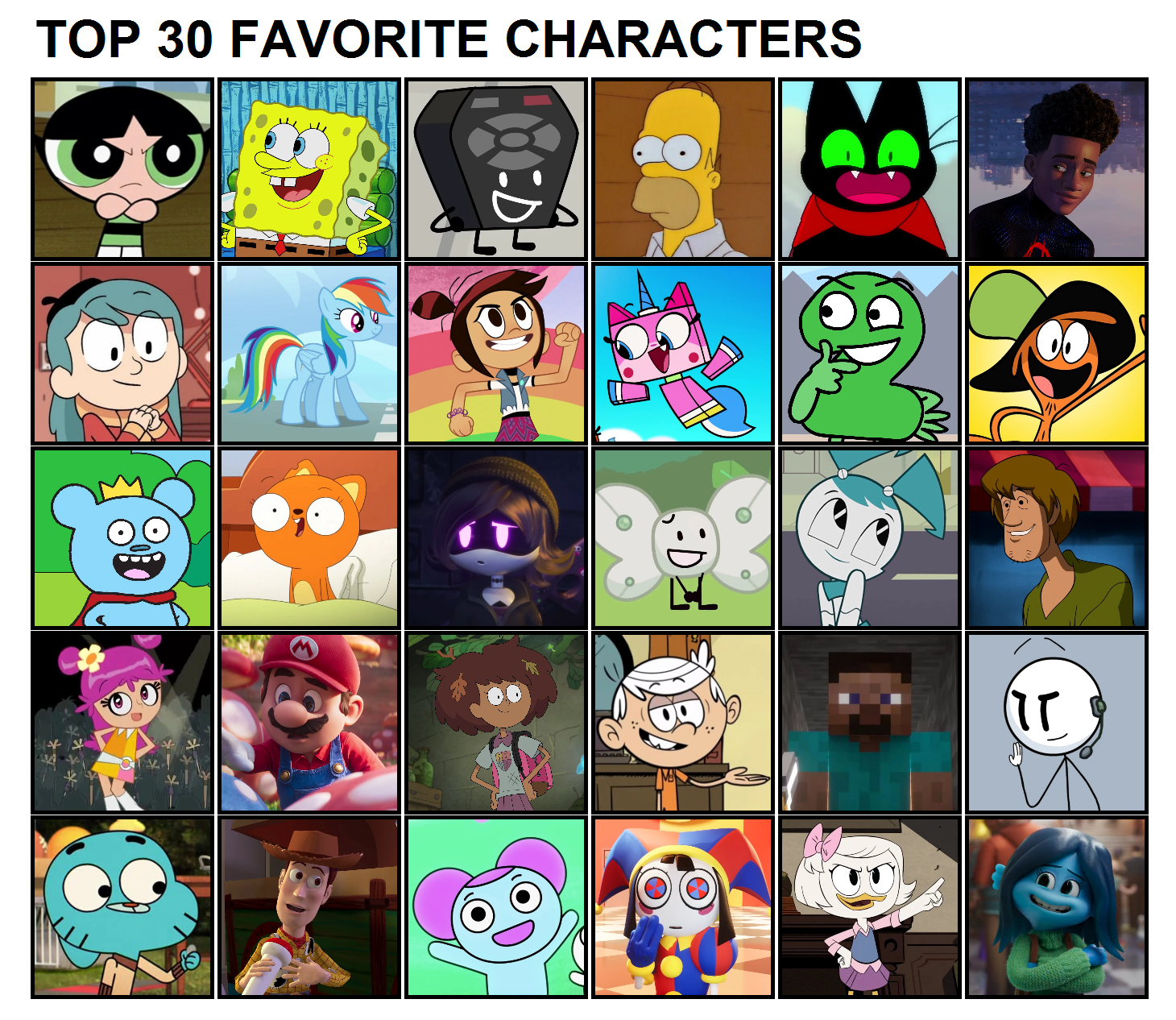 My Top 30 Favorite Characters by DudePivot47 on DeviantArt