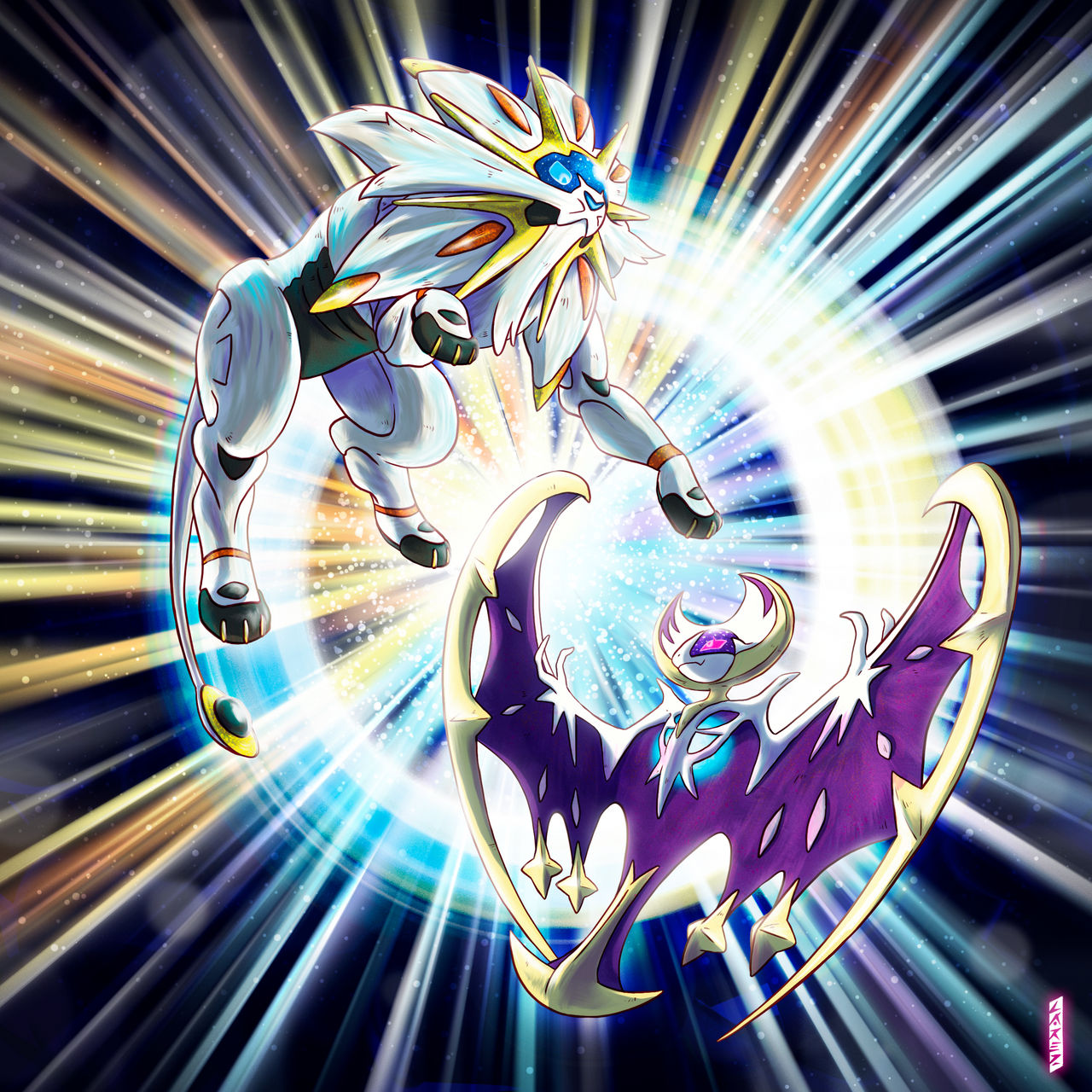 Legendary Pokemon Solgaleo and Lunala In The Alola Region - The