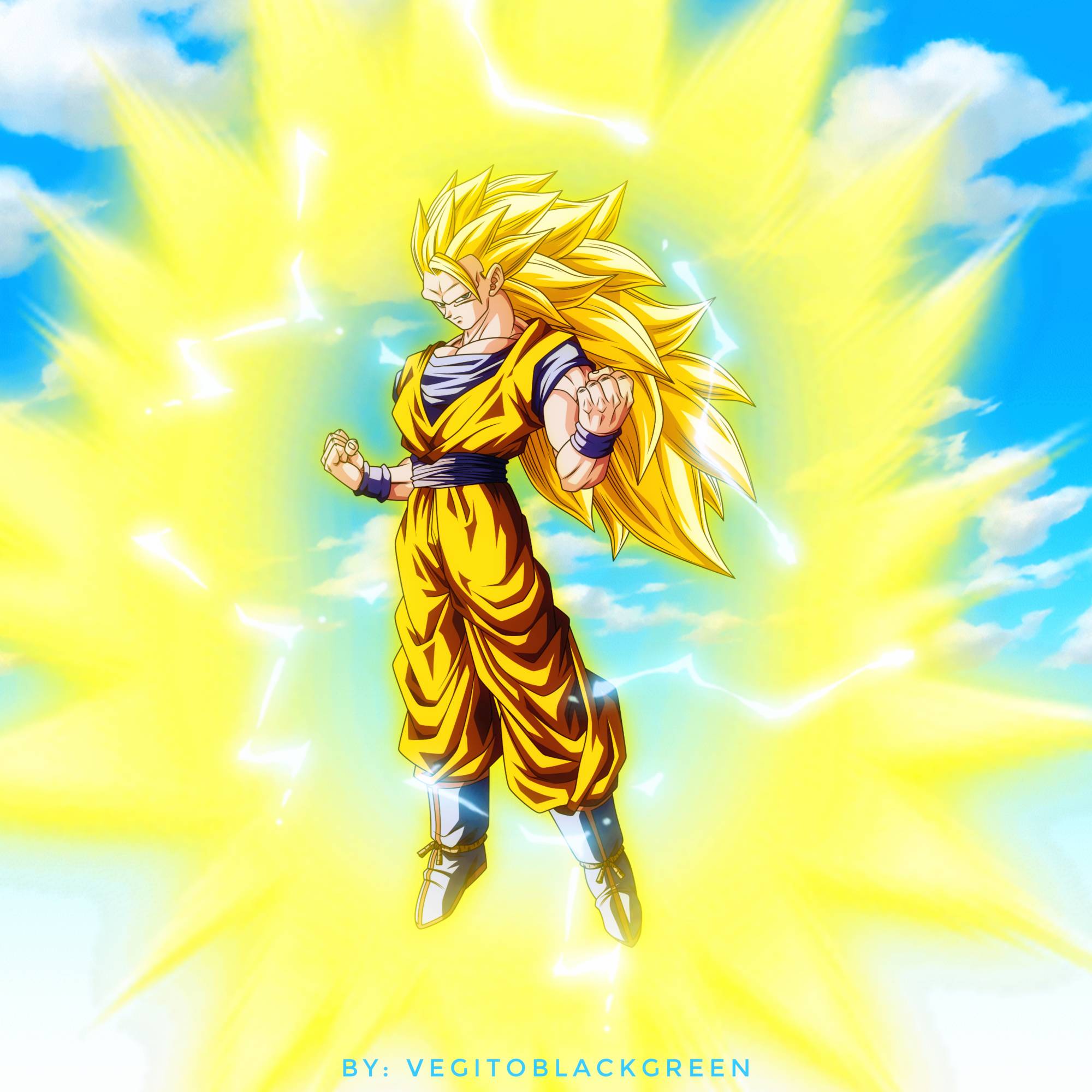 Super Saiyan 3 Goku with aura V2 by vegitoblackgreen on DeviantArt