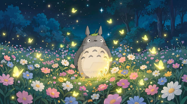 Totoro Star Gazing in Meadow