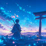 Standing Spirit Under Moonlit Gate