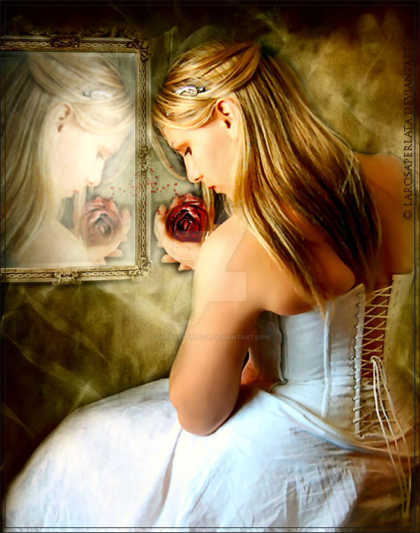 .A rose in the mirror.