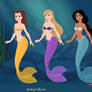 Belle, Jasmine, And Eilonwy As Mermaids