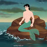 Merman Green Tail On Rocks