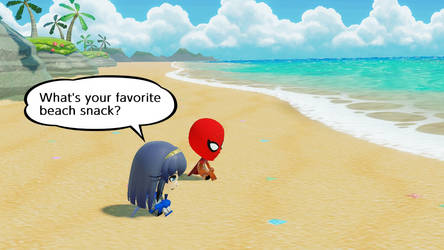 Lucina and Spider-Man at the beach by LucinaSpidey35