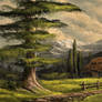 Old Big Barn - Digital Landscape OIL ART Painting