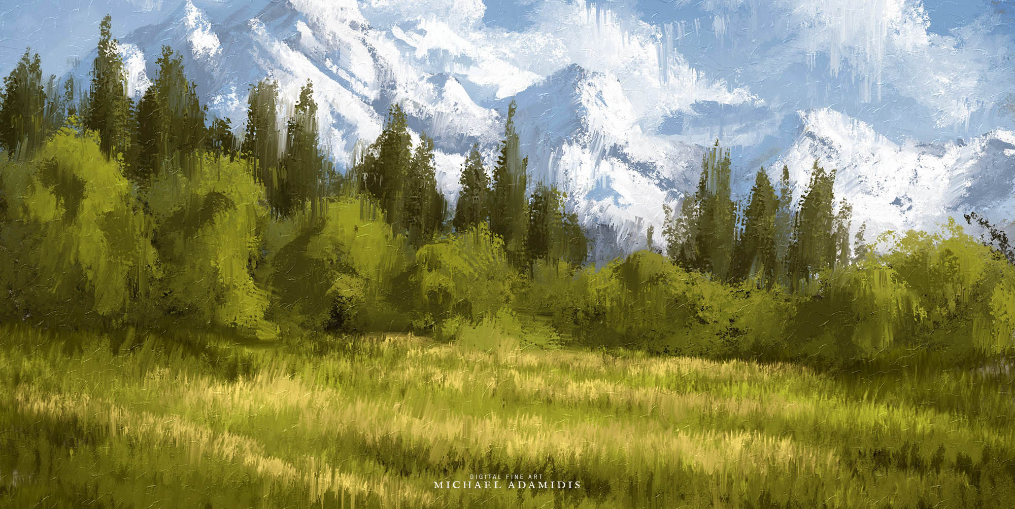 Digital Art - Scenery/Landscape Painting Mountains by ...