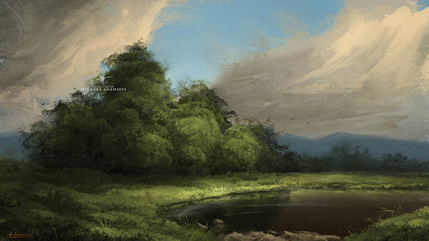 Trees at a small Lake - Digital Landscape Painting