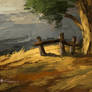 Impressionistic digital painting - Tree and Grass