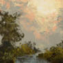 Digital Impressionistic art - Landscape with Trees