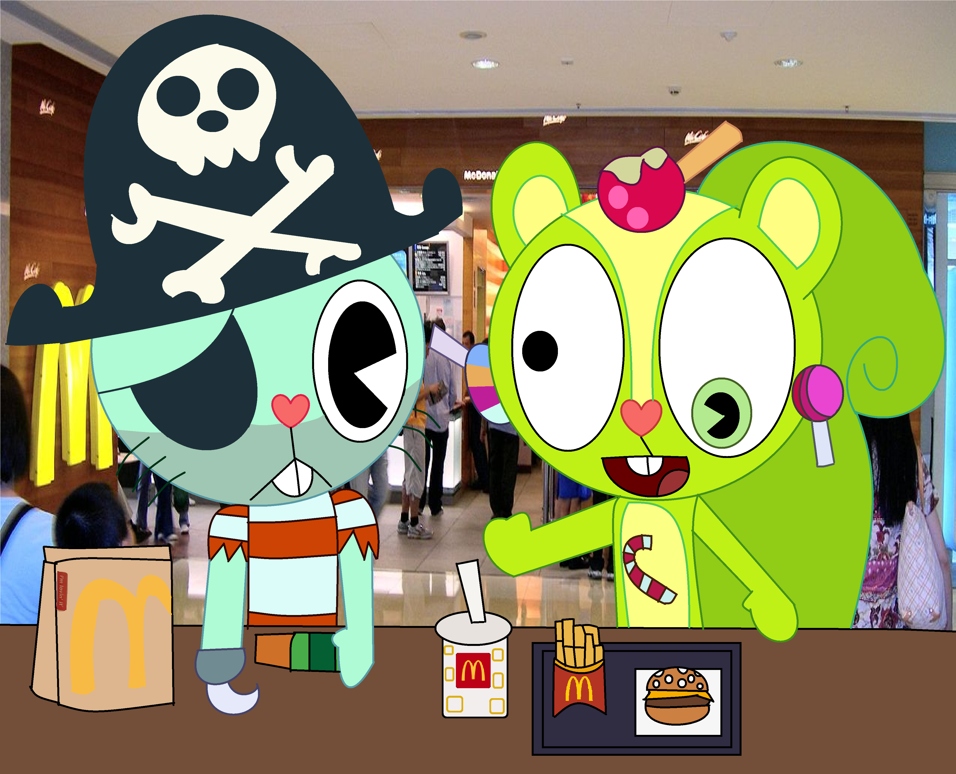 HTF - Russell and Nutty at the McDonald's by xXBarttheBunnyxX on DeviantArt