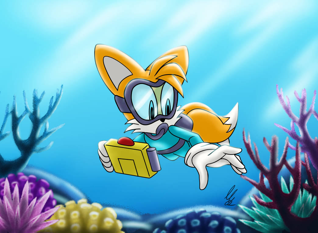 Tails Pool Tails swimming by MysteryShadow29 on DeviantArt